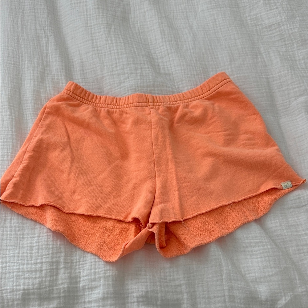SOLD ON DEPOP! Out From Under Urban outfitters Orange Sweat shorts size XS